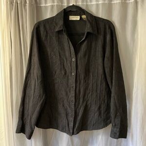LEMON GRASS Women's Black Button-Up Shirt size large